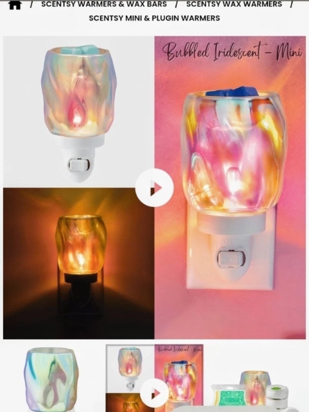NIB Scentsy Bubbled Iridescent Mini Warmer - Pink, Blue, Gold, Yellow, Purple